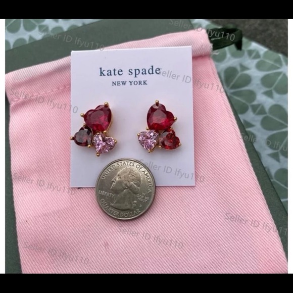 NWOT Kate Ks Spade My Love Cluster Heart Stud Earrings Cubiz Zirconia pa… - Picture 4 of 11
